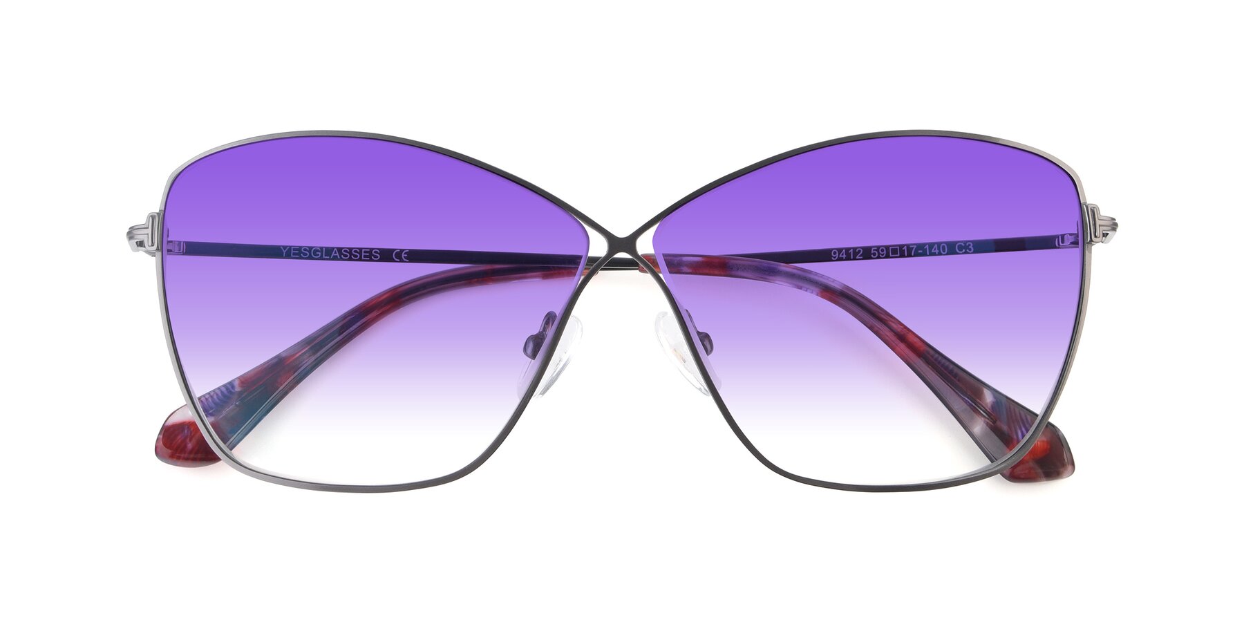 Folded Front of 9412 in Gunmetal with Purple Gradient Lenses