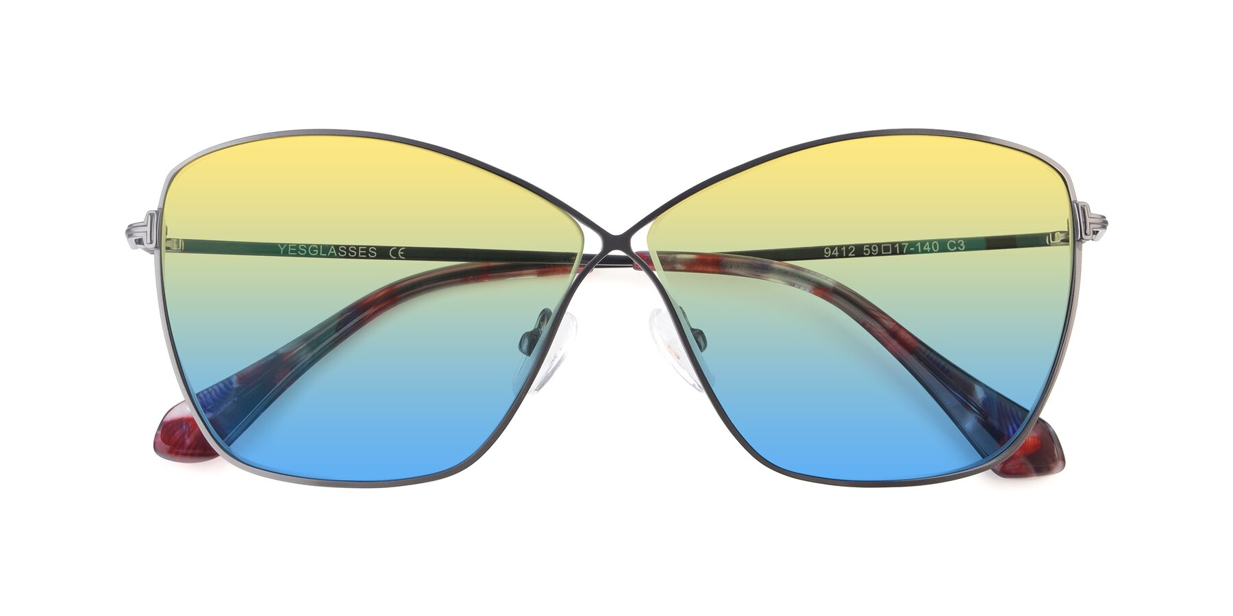 Folded Front of 9412 in Gunmetal with Yellow / Blue Gradient Lenses