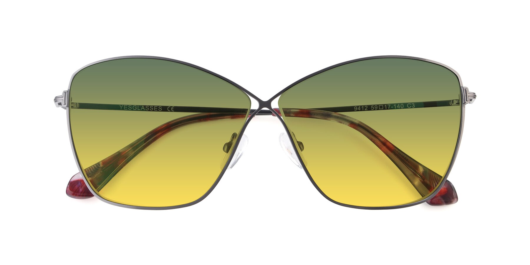 Folded Front of 9412 in Gunmetal with Green / Yellow Gradient Lenses