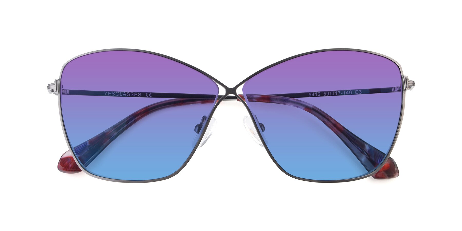 Folded Front of 9412 in Gunmetal with Purple / Blue Gradient Lenses