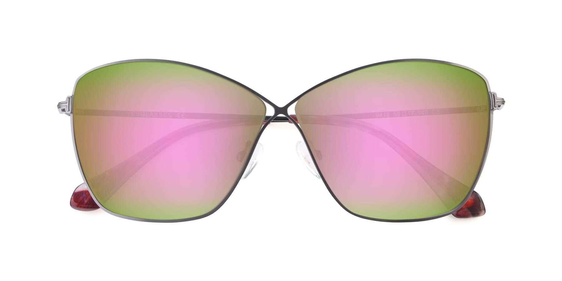 Folded Front of 9412 in Gunmetal with Pink Mirrored Lenses