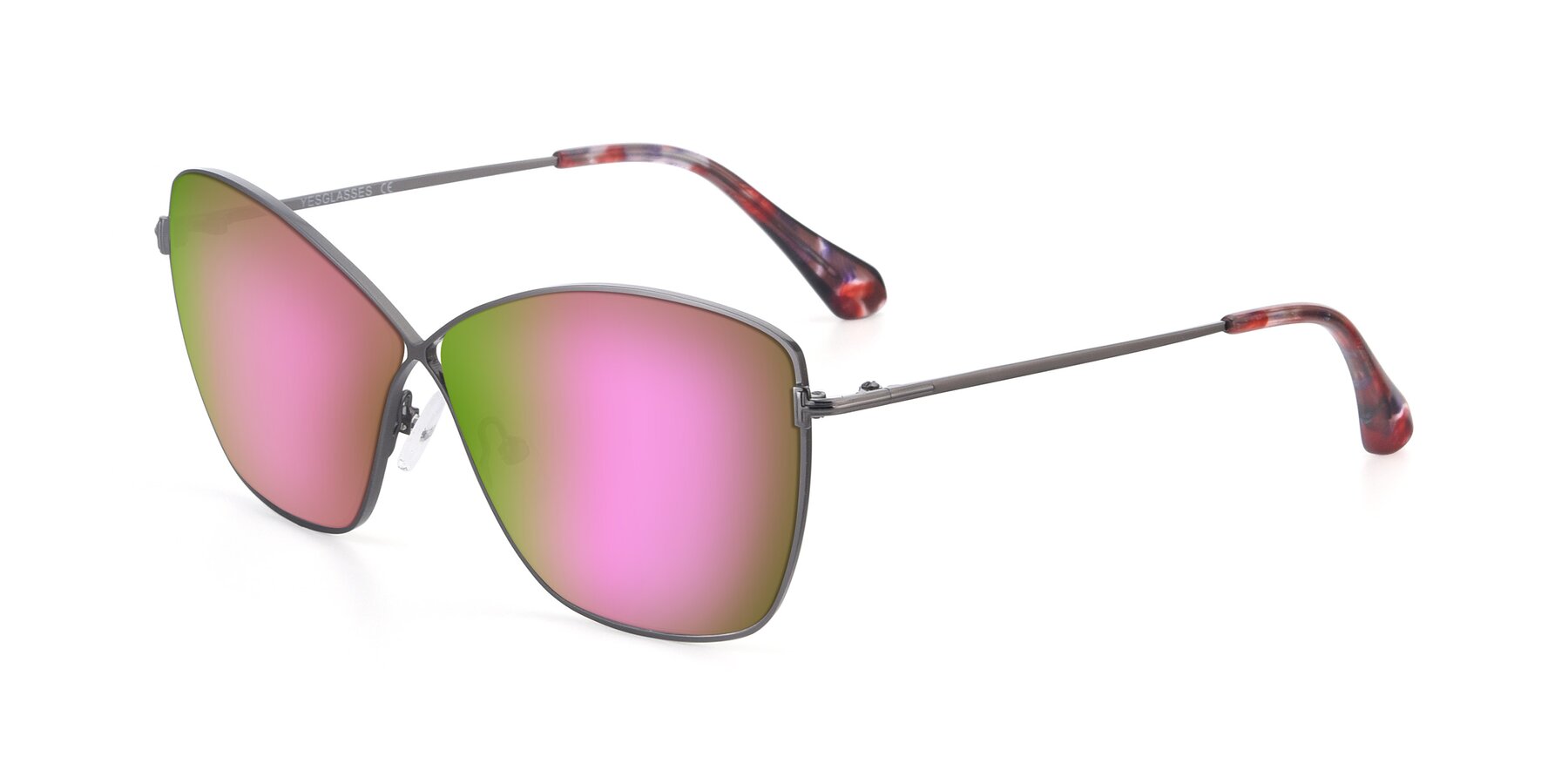 Angle of 9412 in Gunmetal with Pink Mirrored Lenses