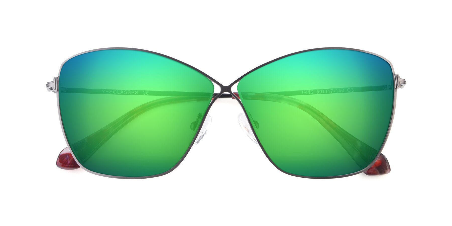 Folded Front of 9412 in Gunmetal with Green Mirrored Lenses