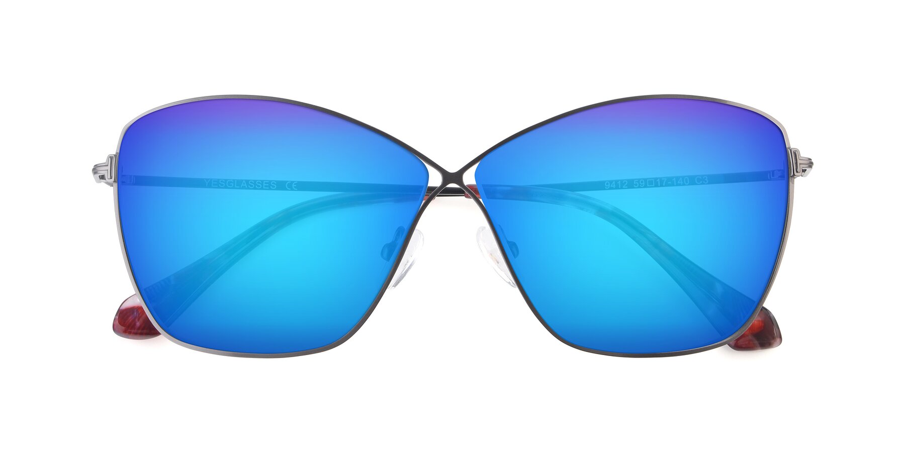 Folded Front of 9412 in Gunmetal with Blue Mirrored Lenses