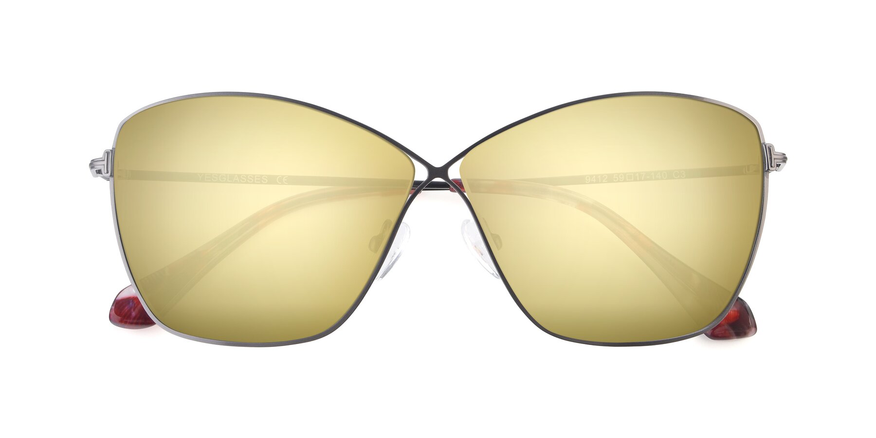 Folded Front of 9412 in Gunmetal with Gold Mirrored Lenses