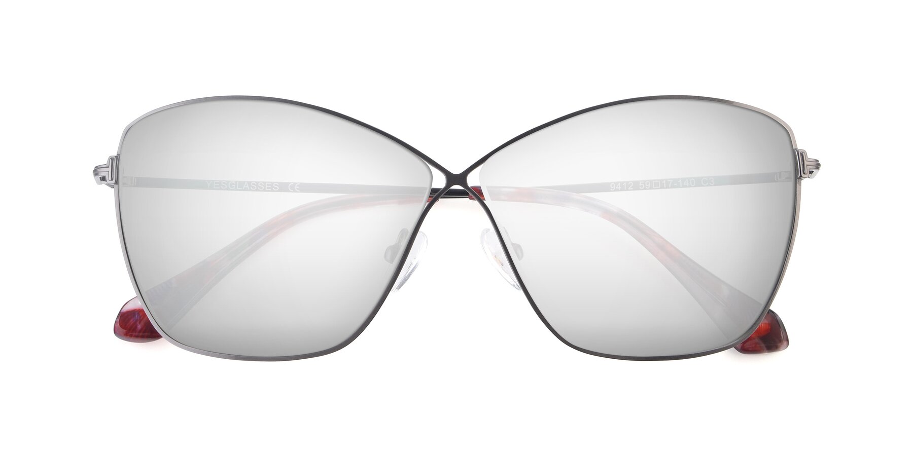 Folded Front of 9412 in Gunmetal with Silver Mirrored Lenses