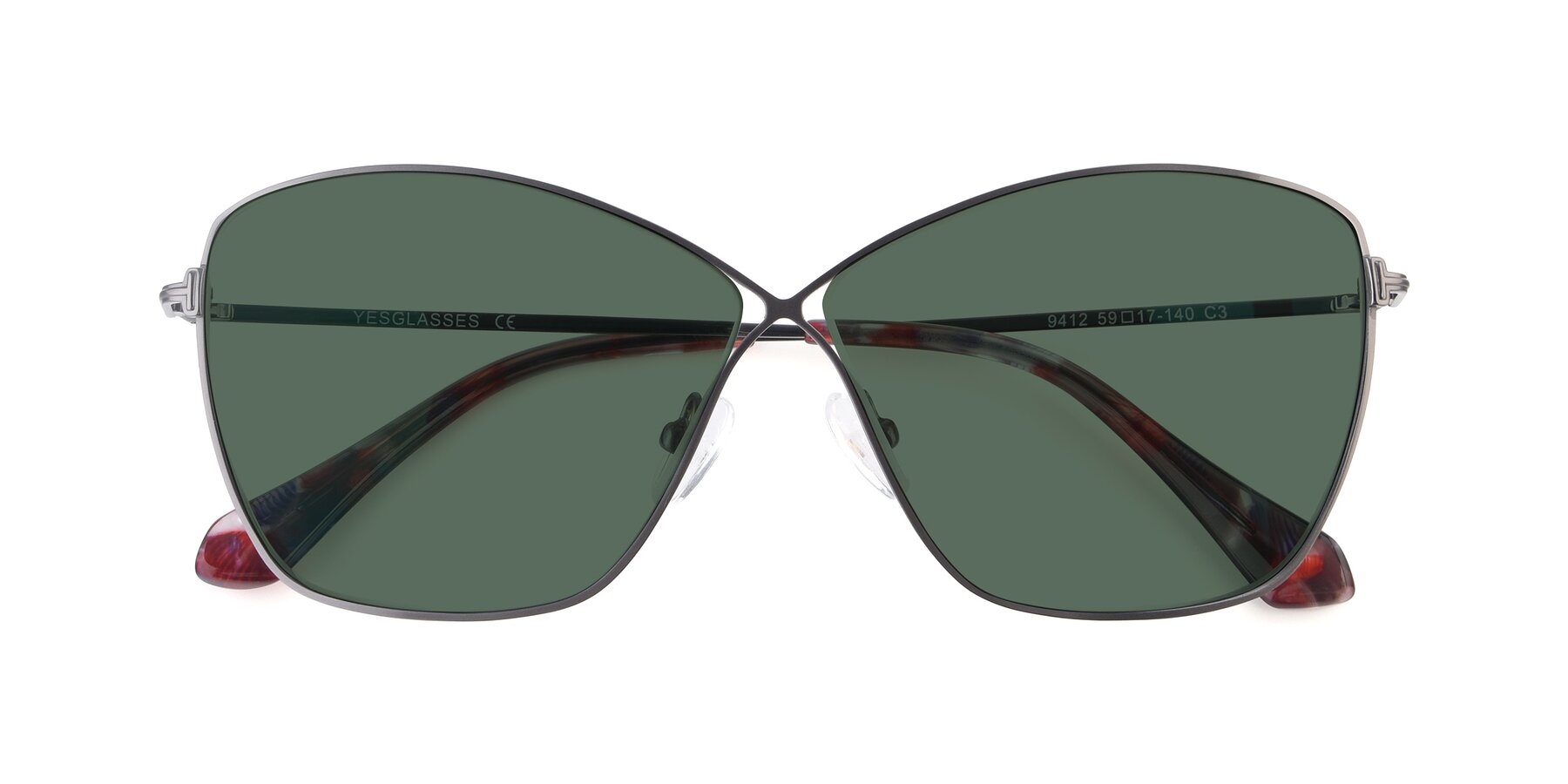 Folded Front of 9412 in Gunmetal with Green Polarized Lenses