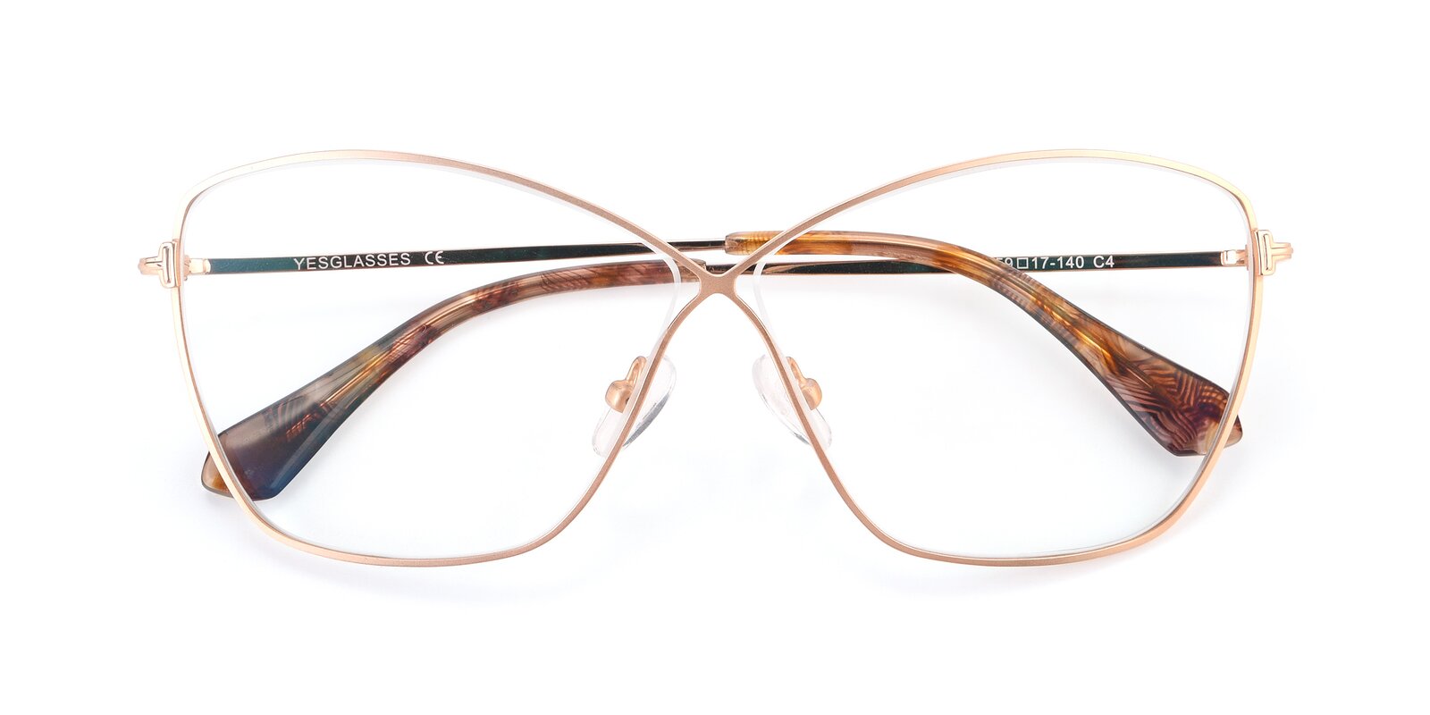 Gold Hipster Oversized Butterfly Blue Light Glasses 9412
