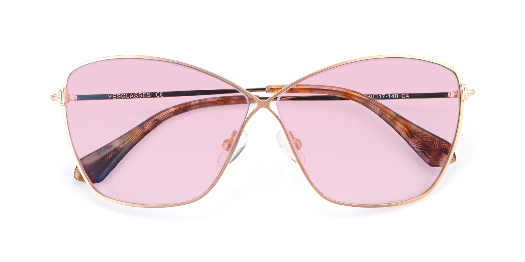 Folded Front of 9412 in Gold with Light Pink Tinted Lenses