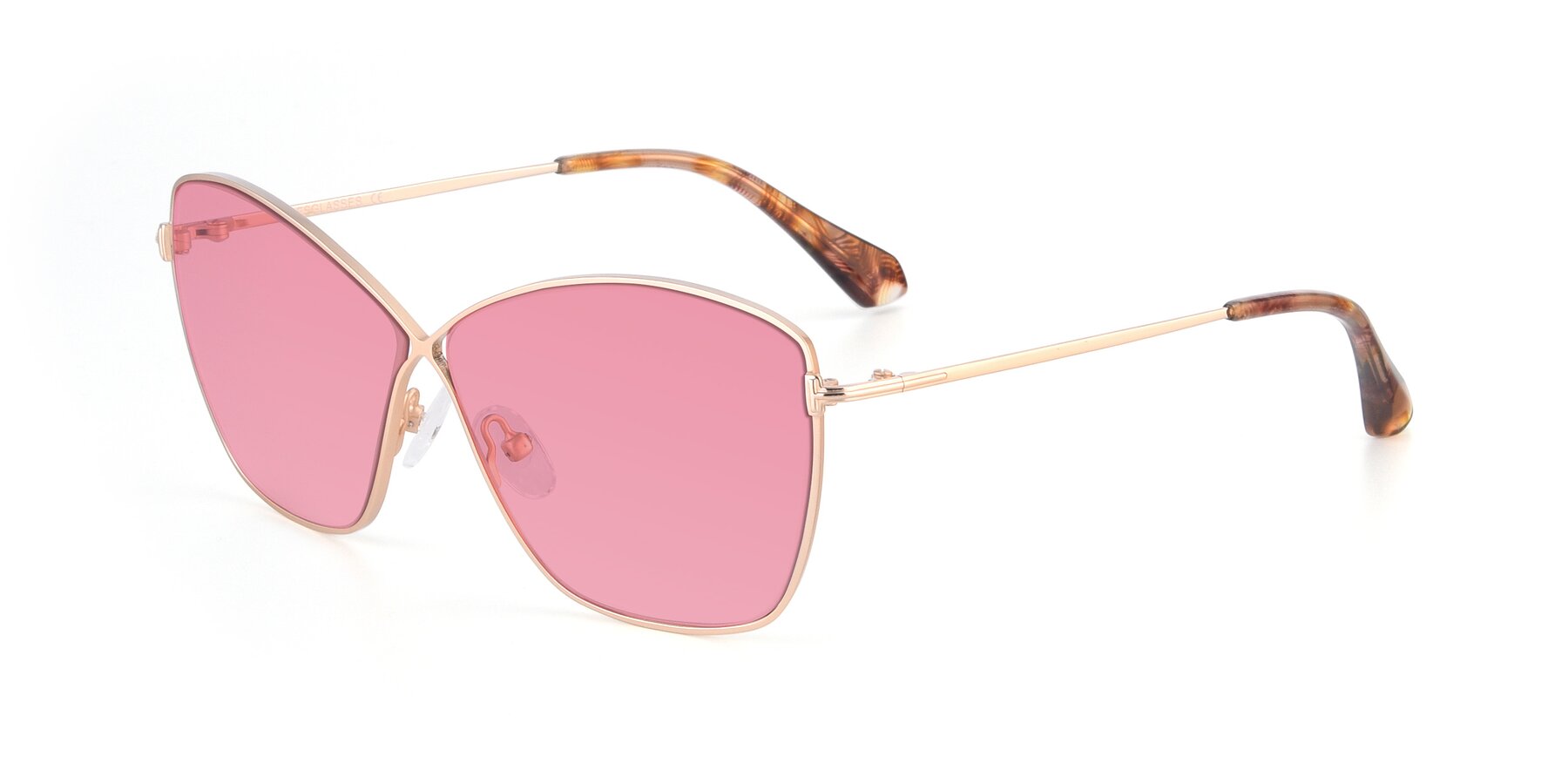 Angle of 9412 in Gold with Pink Tinted Lenses