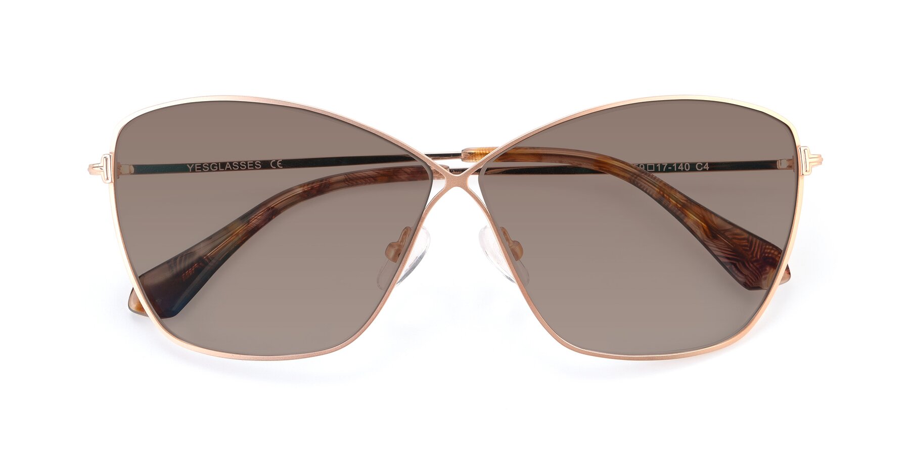 Folded Front of 9412 in Gold with Medium Brown Tinted Lenses