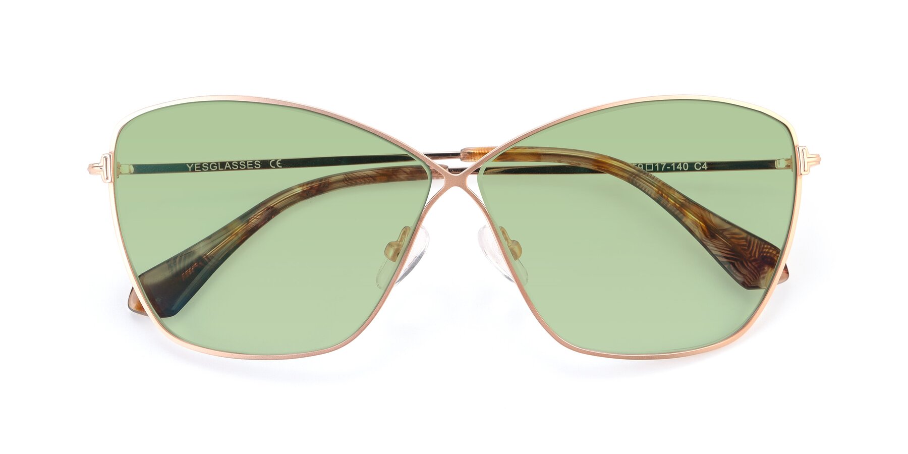 Folded Front of 9412 in Gold with Medium Green Tinted Lenses