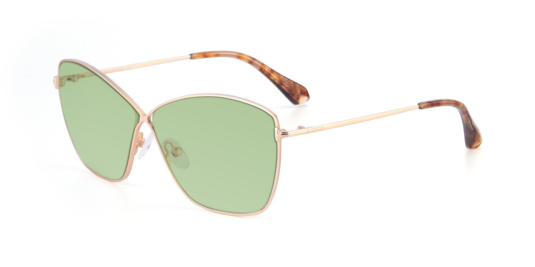 Angle of 9412 in Gold with Medium Green Tinted Lenses