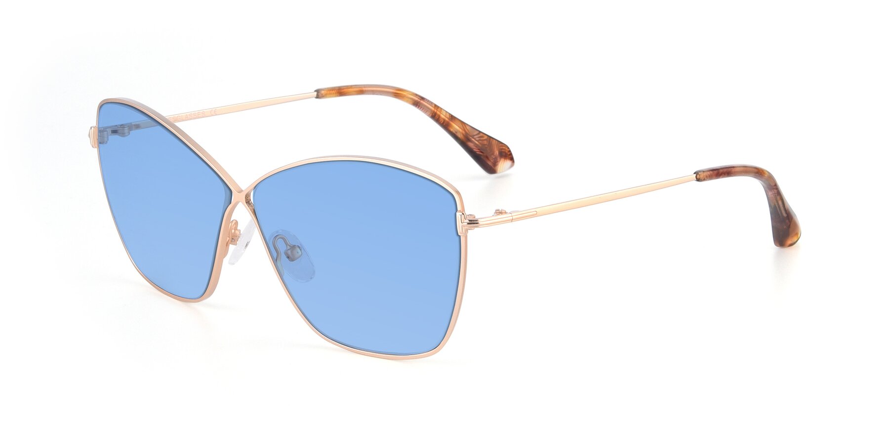 Angle of 9412 in Gold with Medium Blue Tinted Lenses