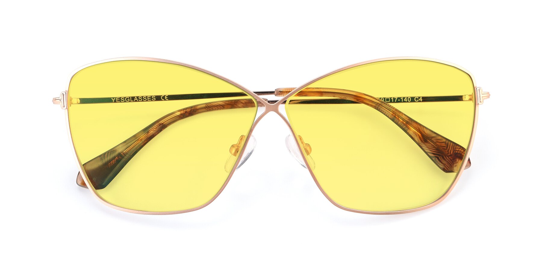 Folded Front of 9412 in Gold with Medium Yellow Tinted Lenses