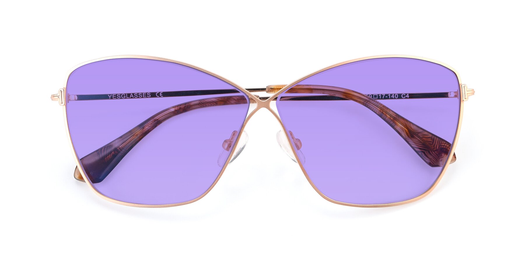 Folded Front of 9412 in Gold with Medium Purple Tinted Lenses