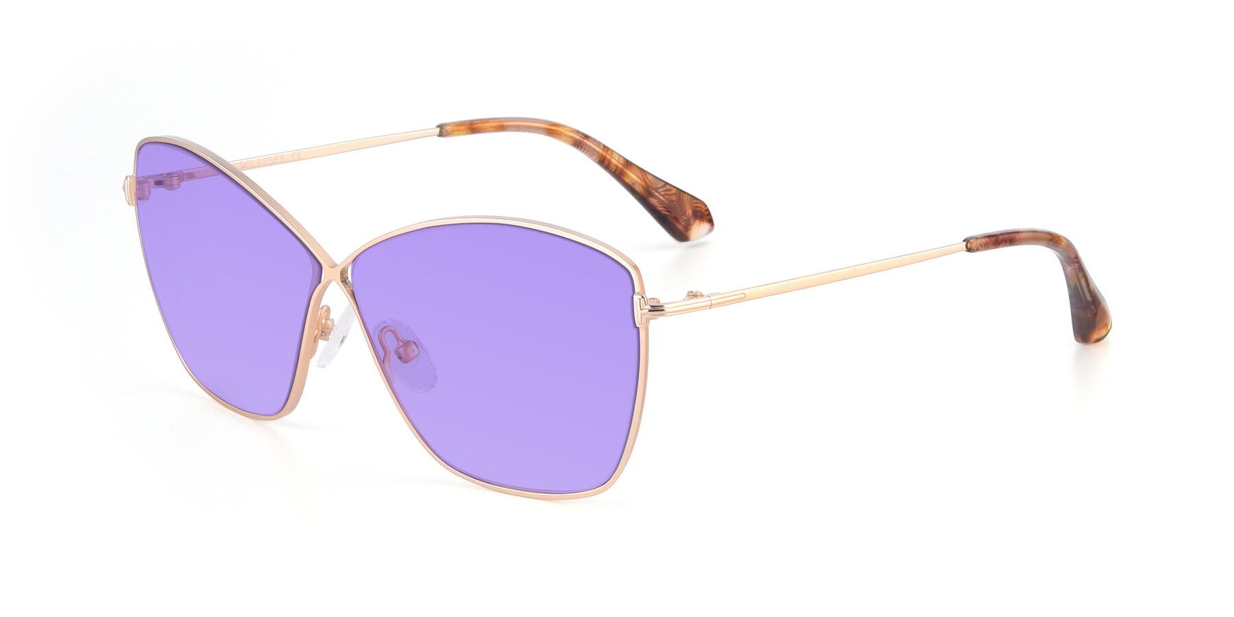 Angle of 9412 in Gold with Medium Purple Tinted Lenses