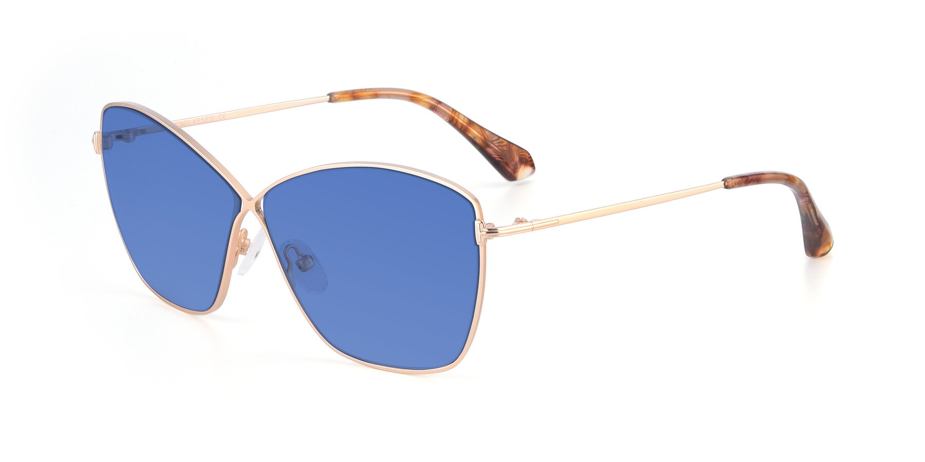 Angle of 9412 in Gold with Blue Tinted Lenses