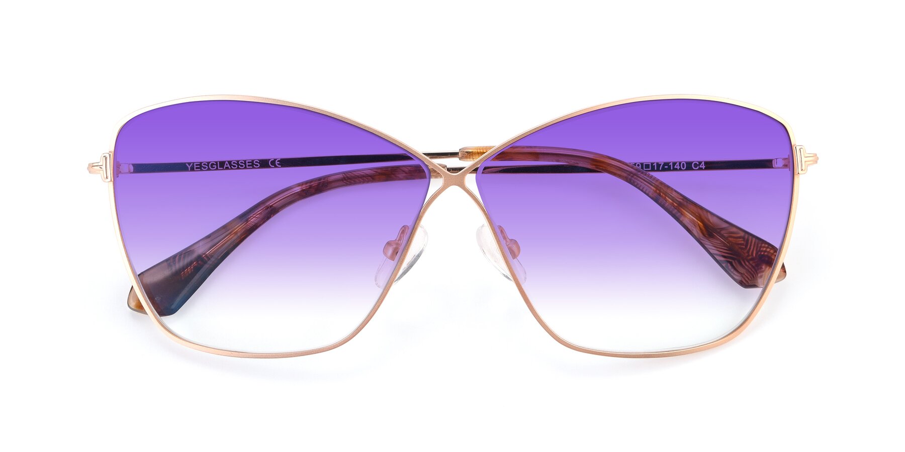 Folded Front of 9412 in Gold with Purple Gradient Lenses