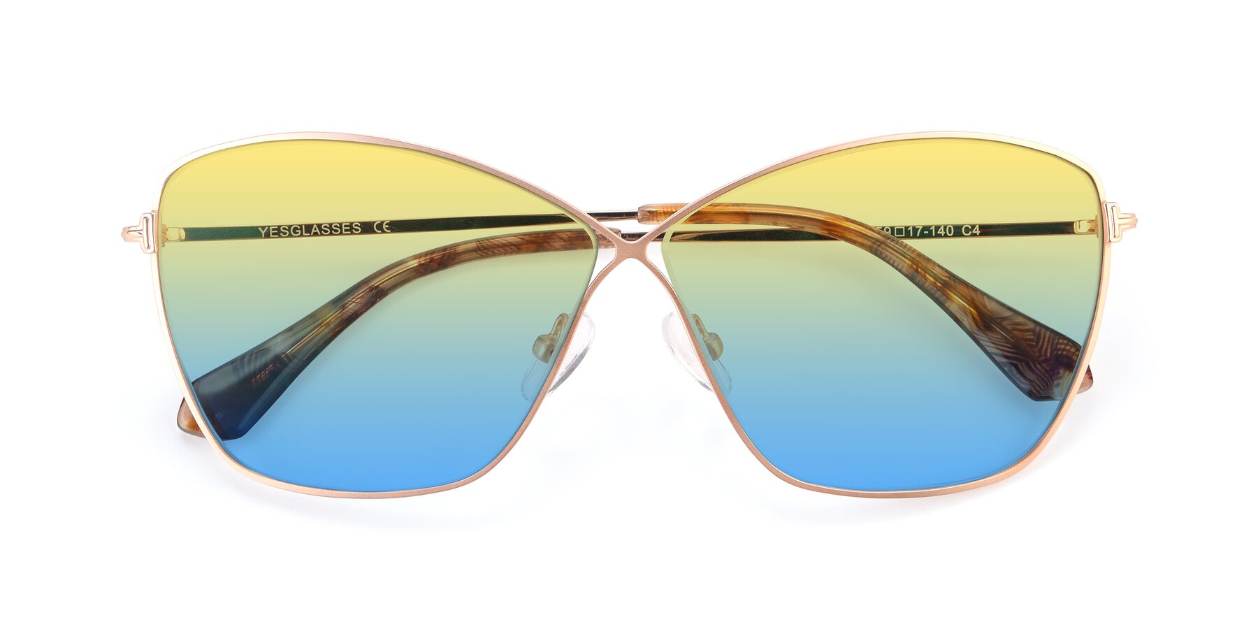 Folded Front of 9412 in Gold with Yellow / Blue Gradient Lenses