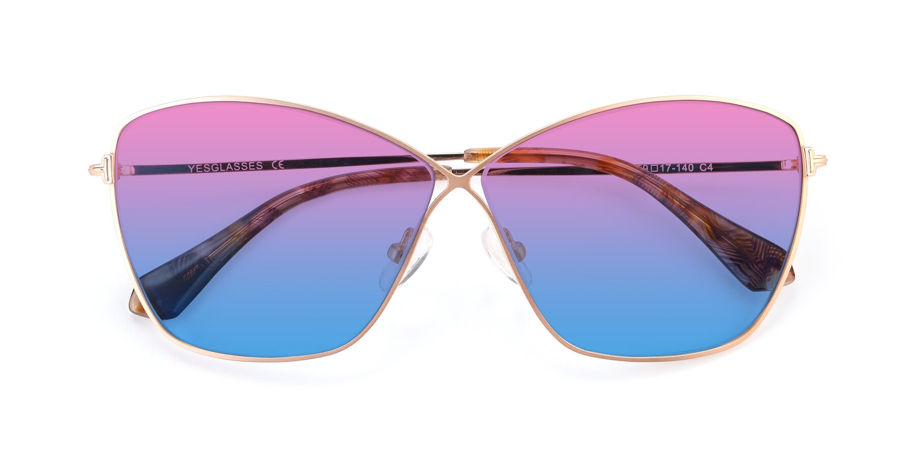 Folded Front of 9412 in Gold with Pink / Blue Gradient Lenses