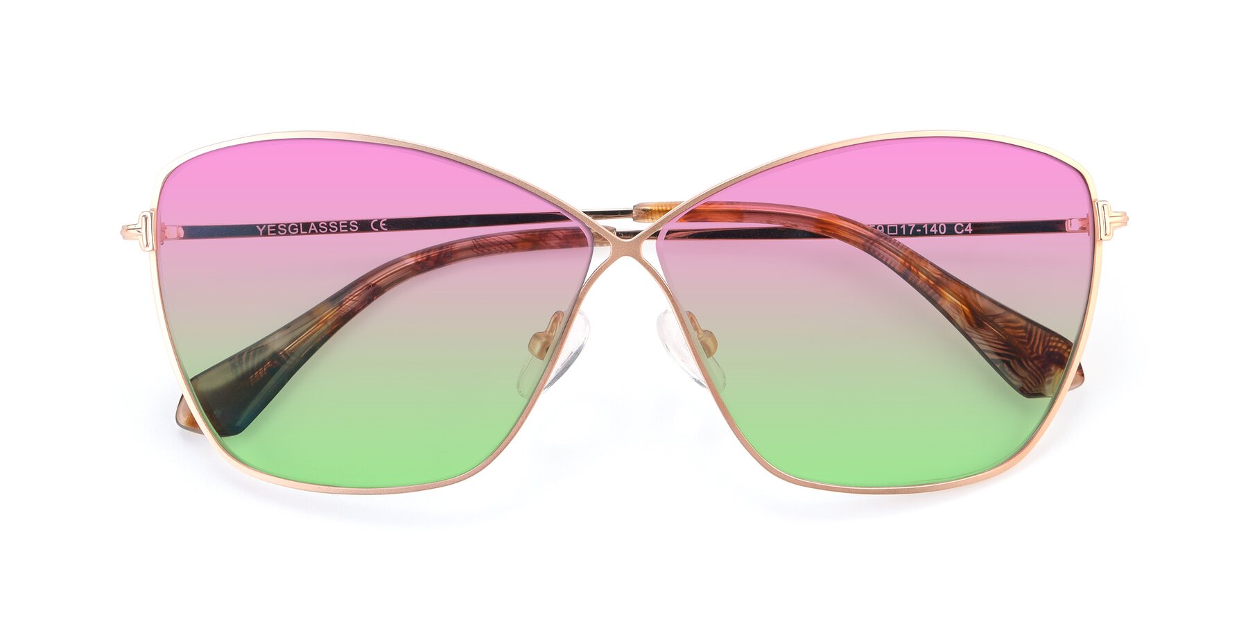 Folded Front of 9412 in Gold with Pink / Green Gradient Lenses
