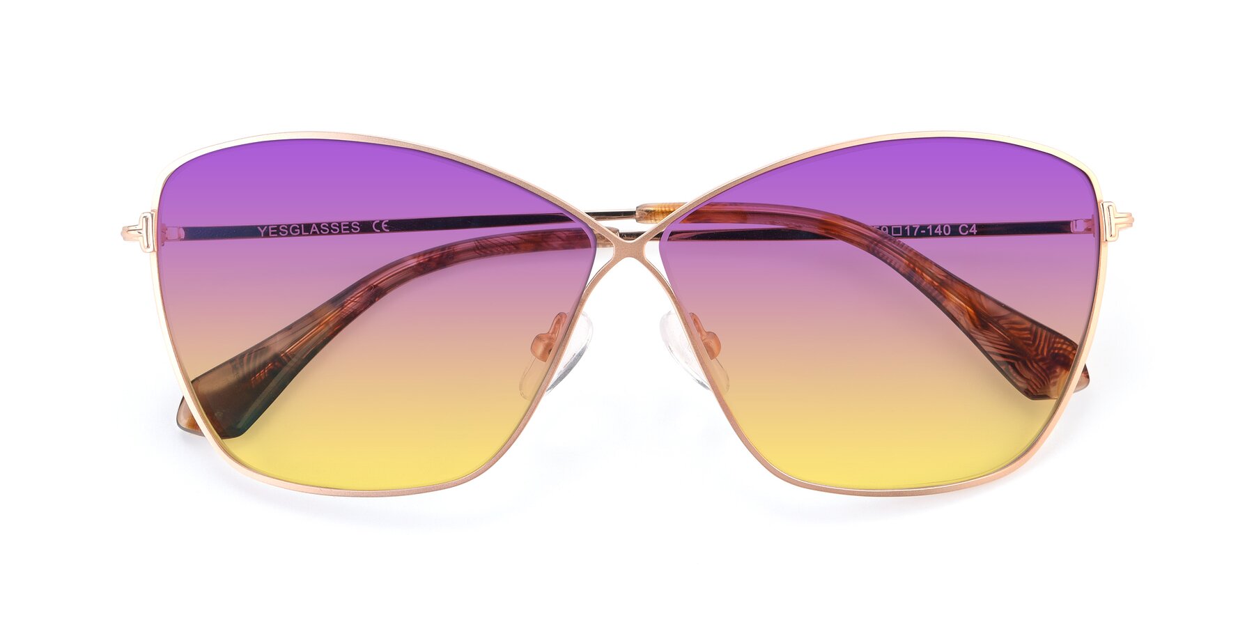 Folded Front of 9412 in Gold with Purple / Yellow Gradient Lenses
