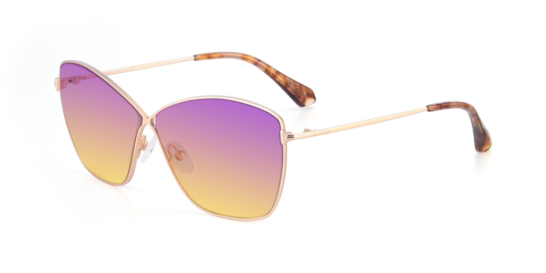 Angle of 9412 in Gold with Purple / Yellow Gradient Lenses