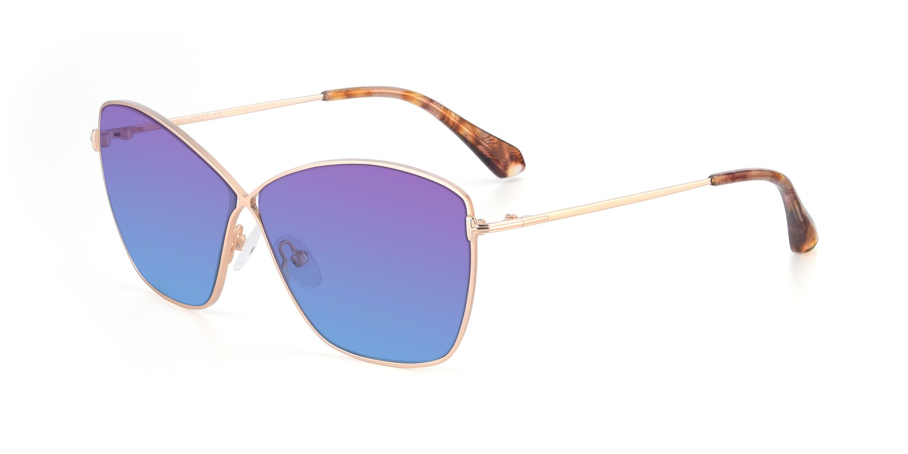 Angle of 9412 in Gold with Purple / Blue Gradient Lenses