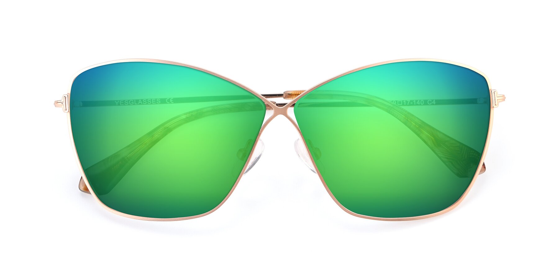 Folded Front of 9412 in Gold with Green Mirrored Lenses