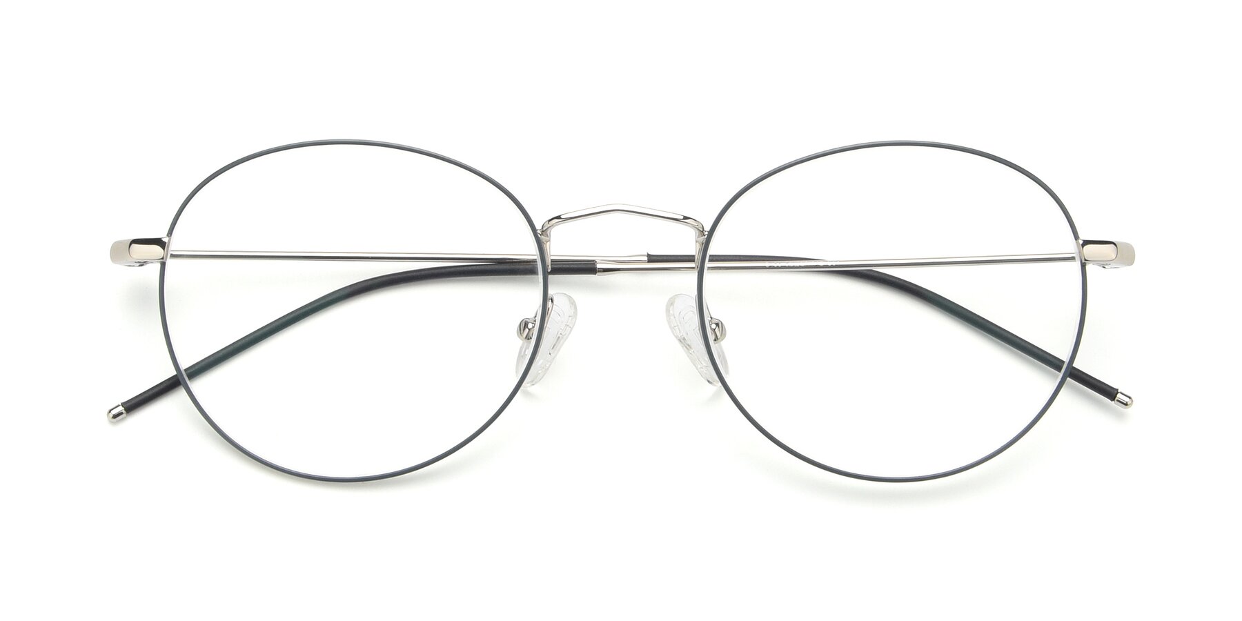 Folded Front of 9458 in Silver-Grey with Clear Reading Eyeglass Lenses