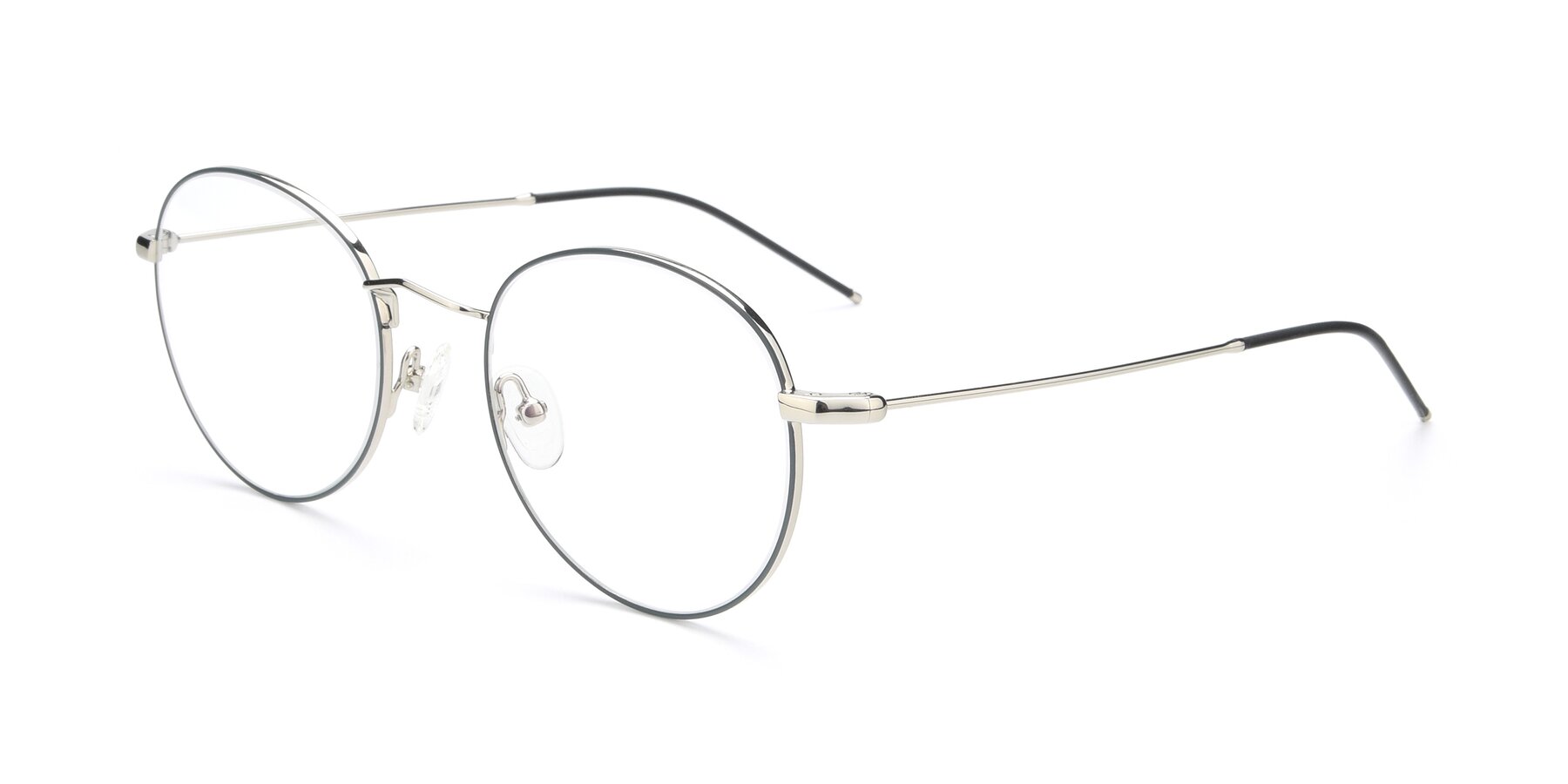 Angle of 9458 in Silver-Grey with Clear Reading Eyeglass Lenses