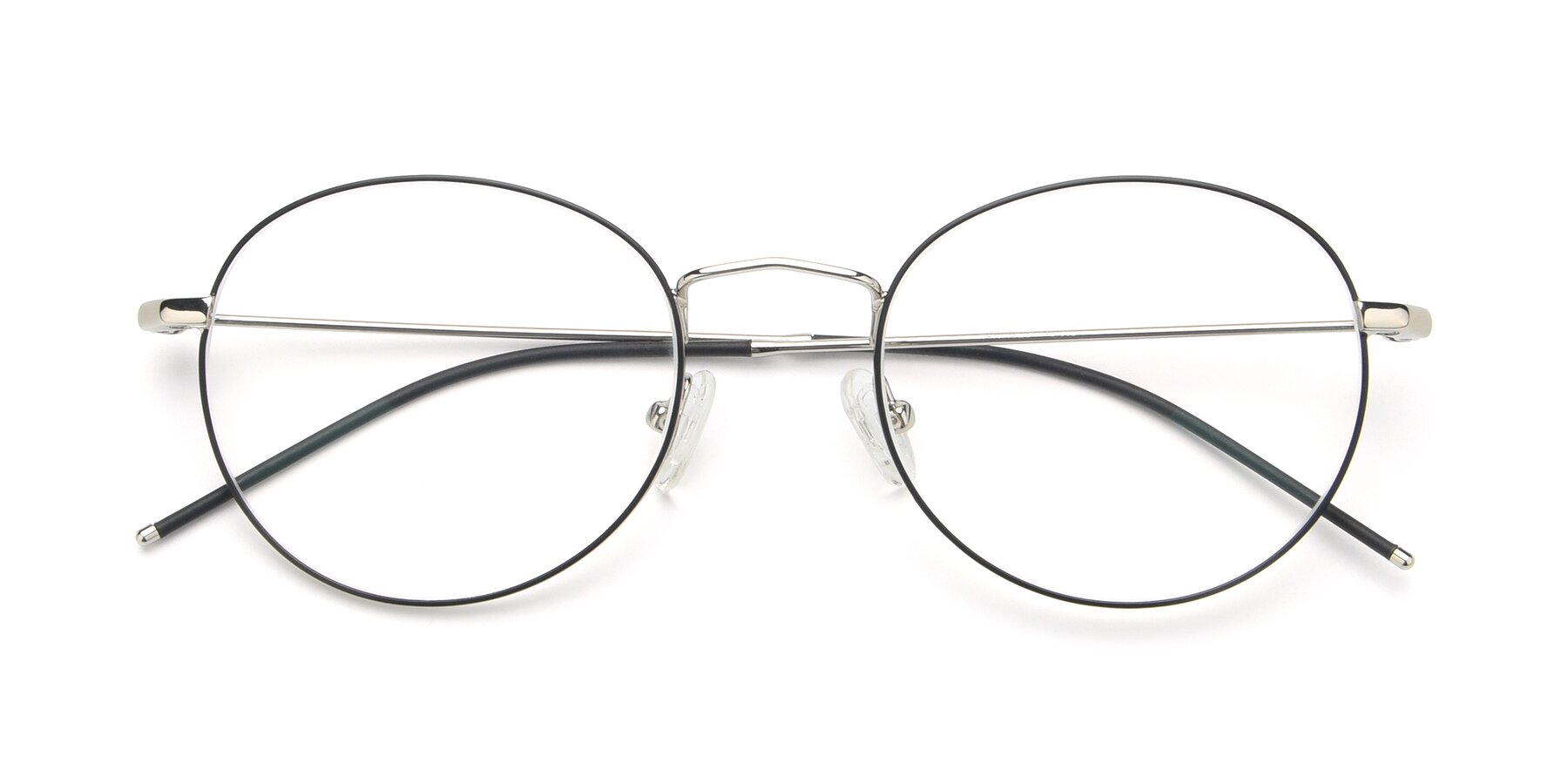 Folded Front of 9458 in Silver-Matte Black with Clear Blue Light Blocking Lenses