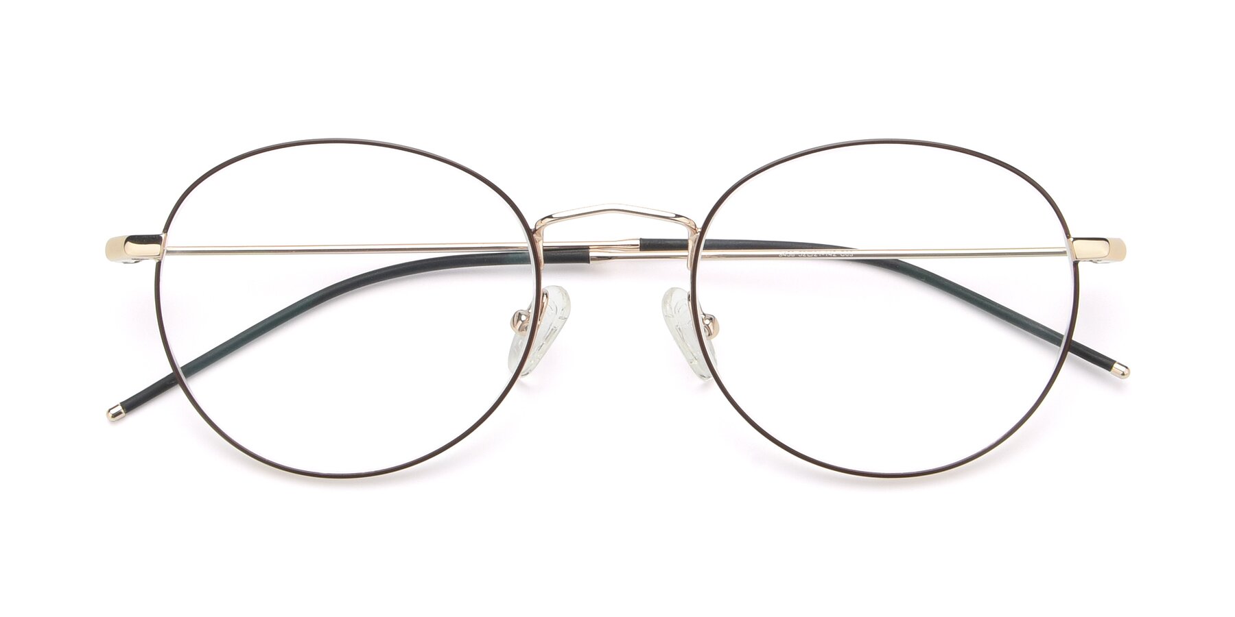 Folded Front of 9458 in Gold-Brown with Clear Reading Eyeglass Lenses