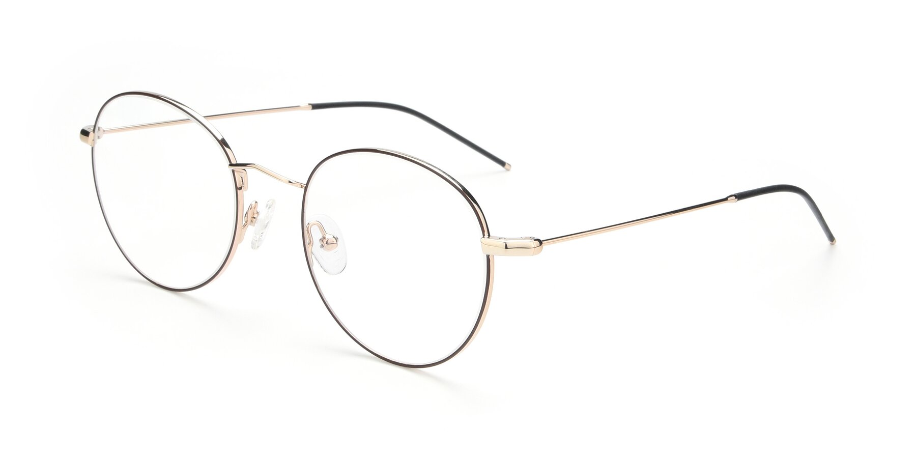Angle of 9458 in Gold-Brown with Clear Blue Light Blocking Lenses