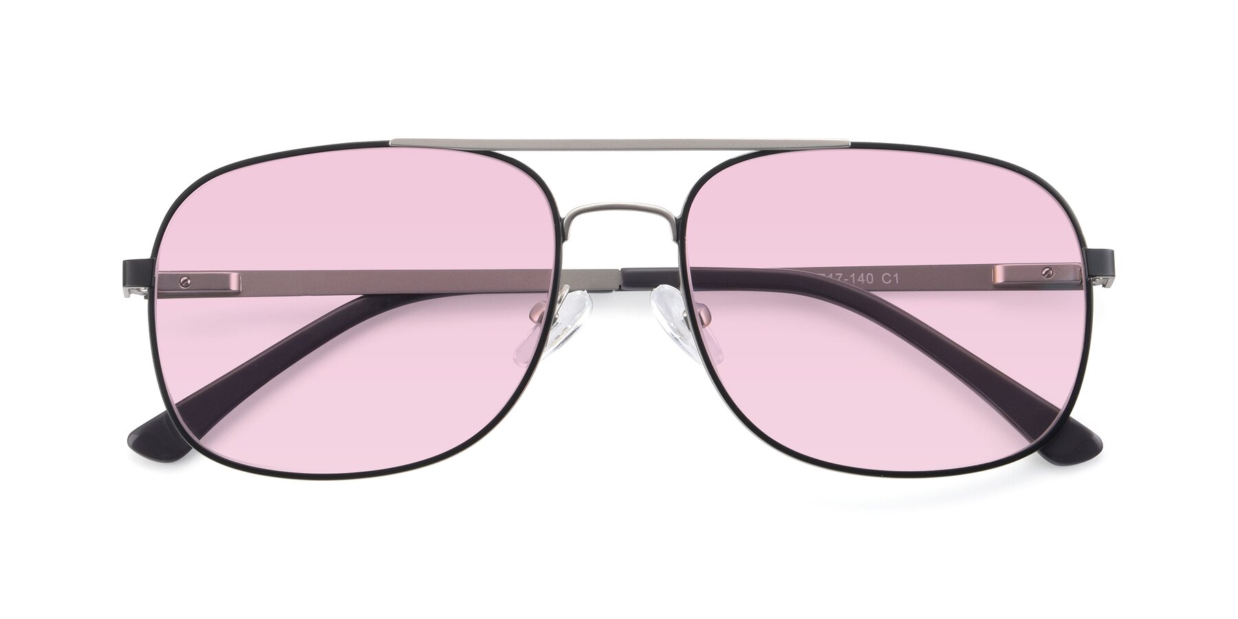 Folded Front of 9487 in Black-Silver with Light Pink Tinted Lenses
