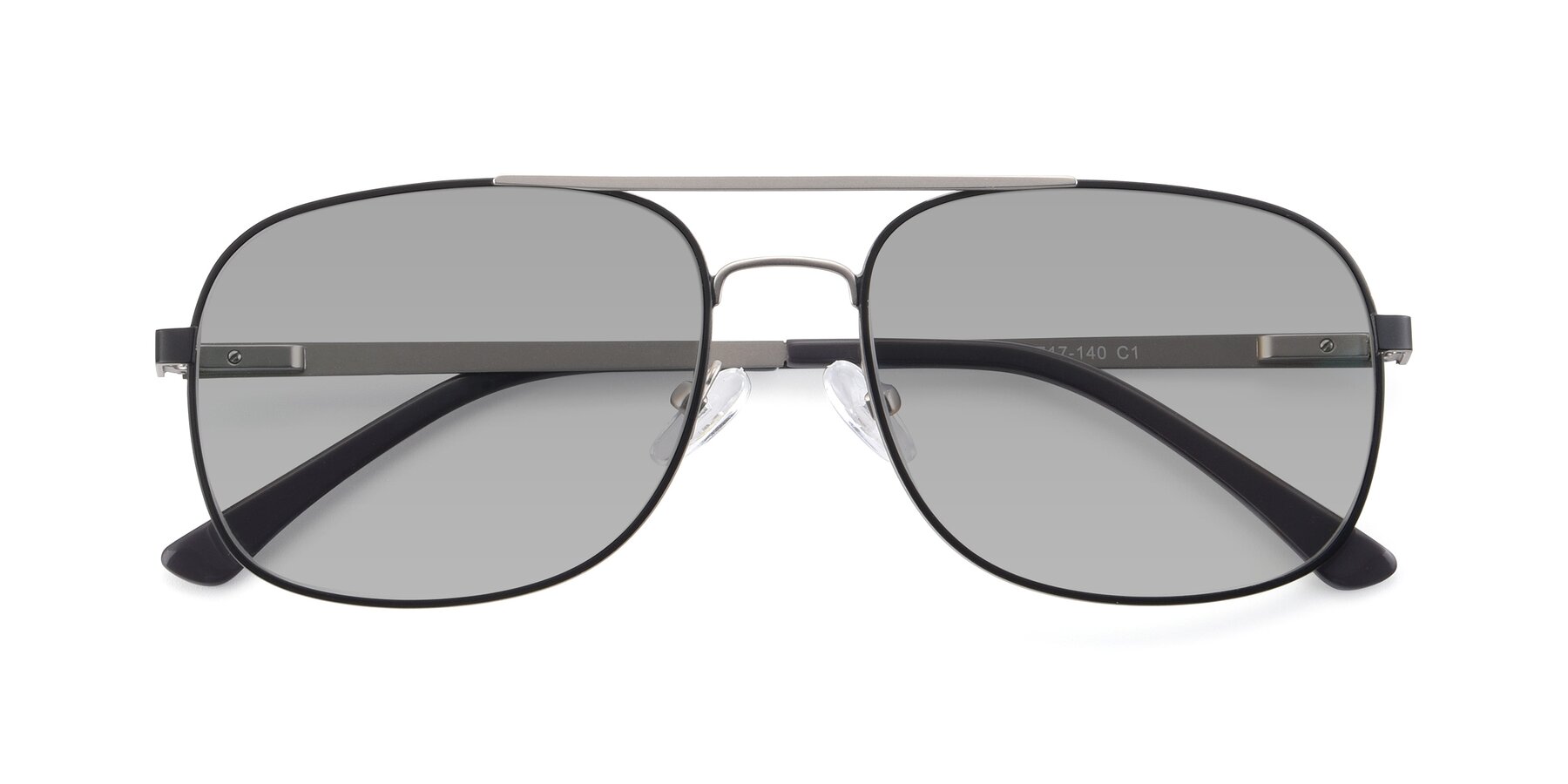 Folded Front of 9487 in Black-Silver with Light Gray Tinted Lenses
