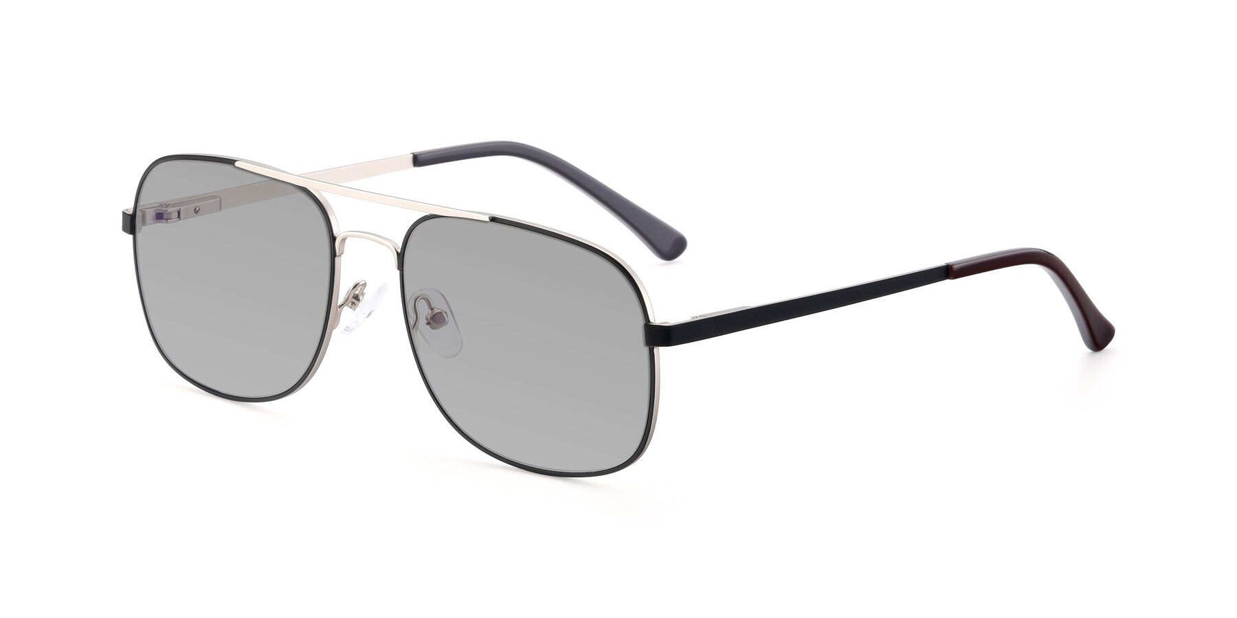 Angle of 9487 in Black-Silver with Light Gray Tinted Lenses