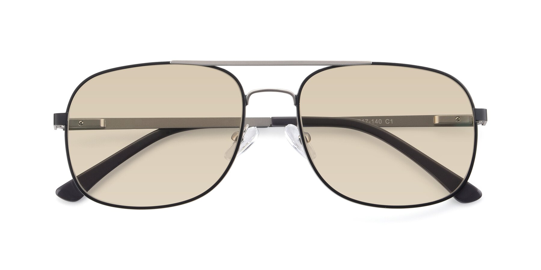 Folded Front of 9487 in Black-Silver with Light Brown Tinted Lenses