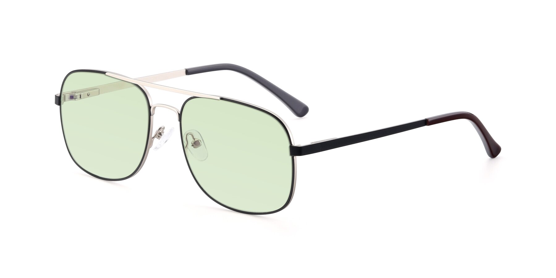 Angle of 9487 in Black-Silver with Light Green Tinted Lenses