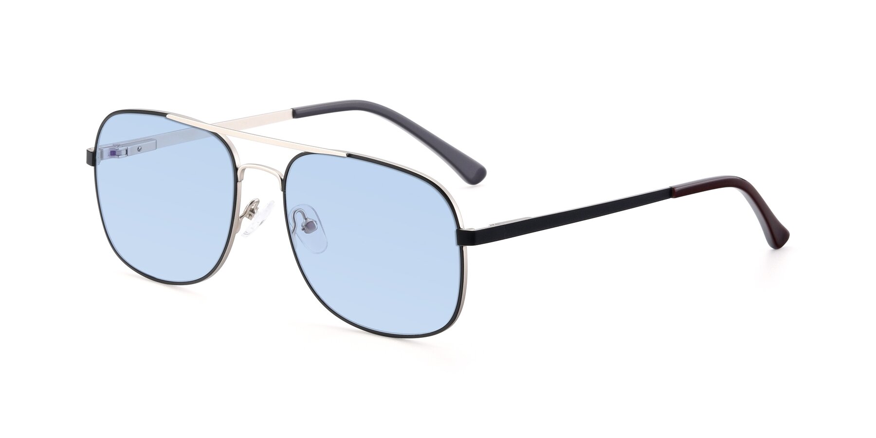 Angle of 9487 in Black-Silver with Light Blue Tinted Lenses