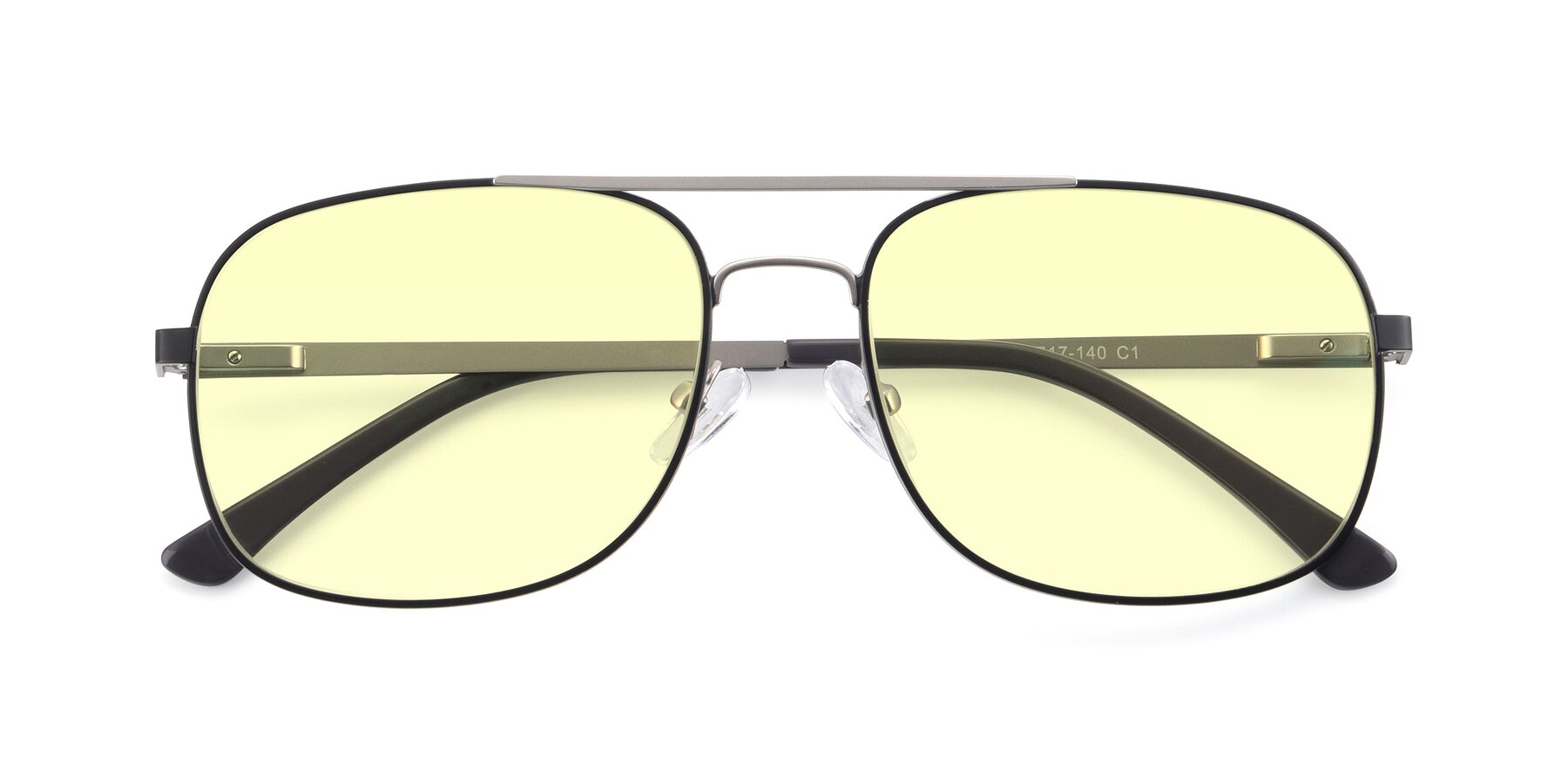 Folded Front of 9487 in Black-Silver with Light Yellow Tinted Lenses