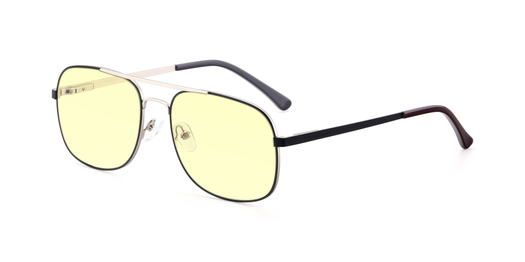 Angle of 9487 in Black-Silver with Light Yellow Tinted Lenses