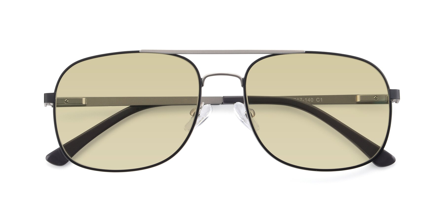 Folded Front of 9487 in Black-Silver with Light Champagne Tinted Lenses