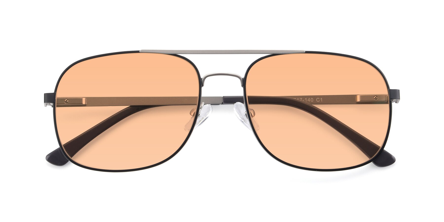 Folded Front of 9487 in Black-Silver with Light Orange Tinted Lenses