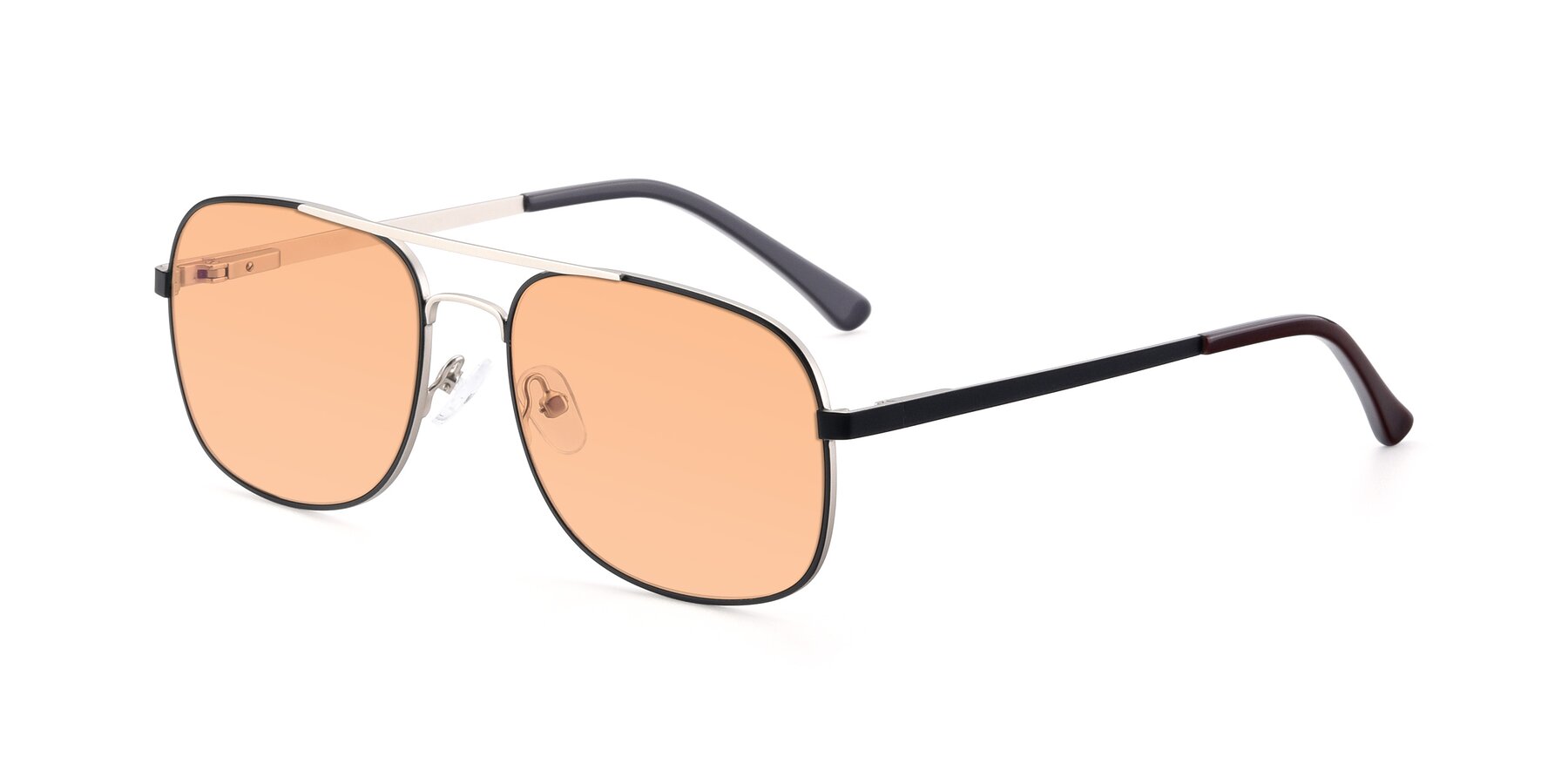Angle of 9487 in Black-Silver with Light Orange Tinted Lenses