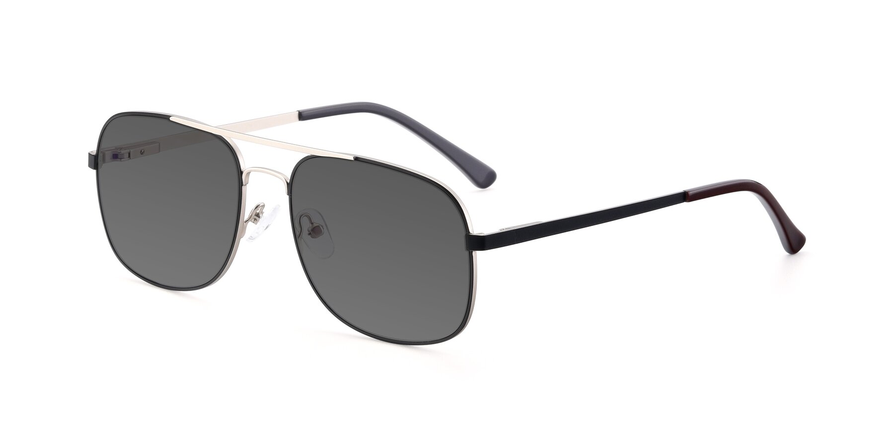 Angle of 9487 in Black-Silver with Medium Gray Tinted Lenses