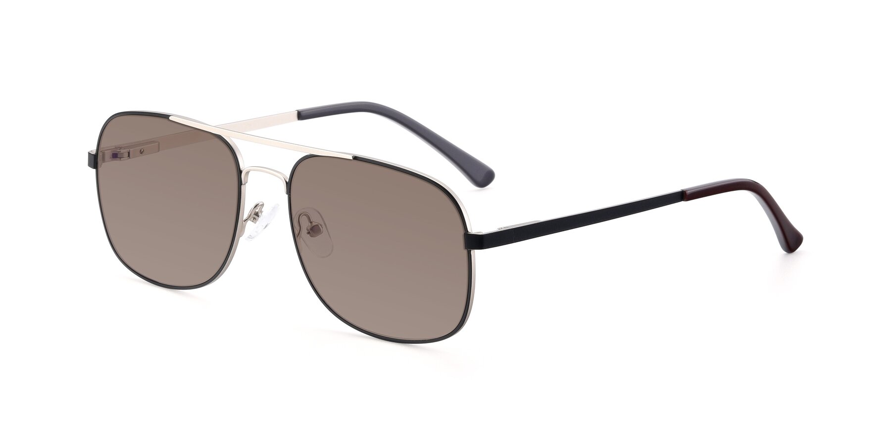 Angle of 9487 in Black-Silver with Medium Brown Tinted Lenses