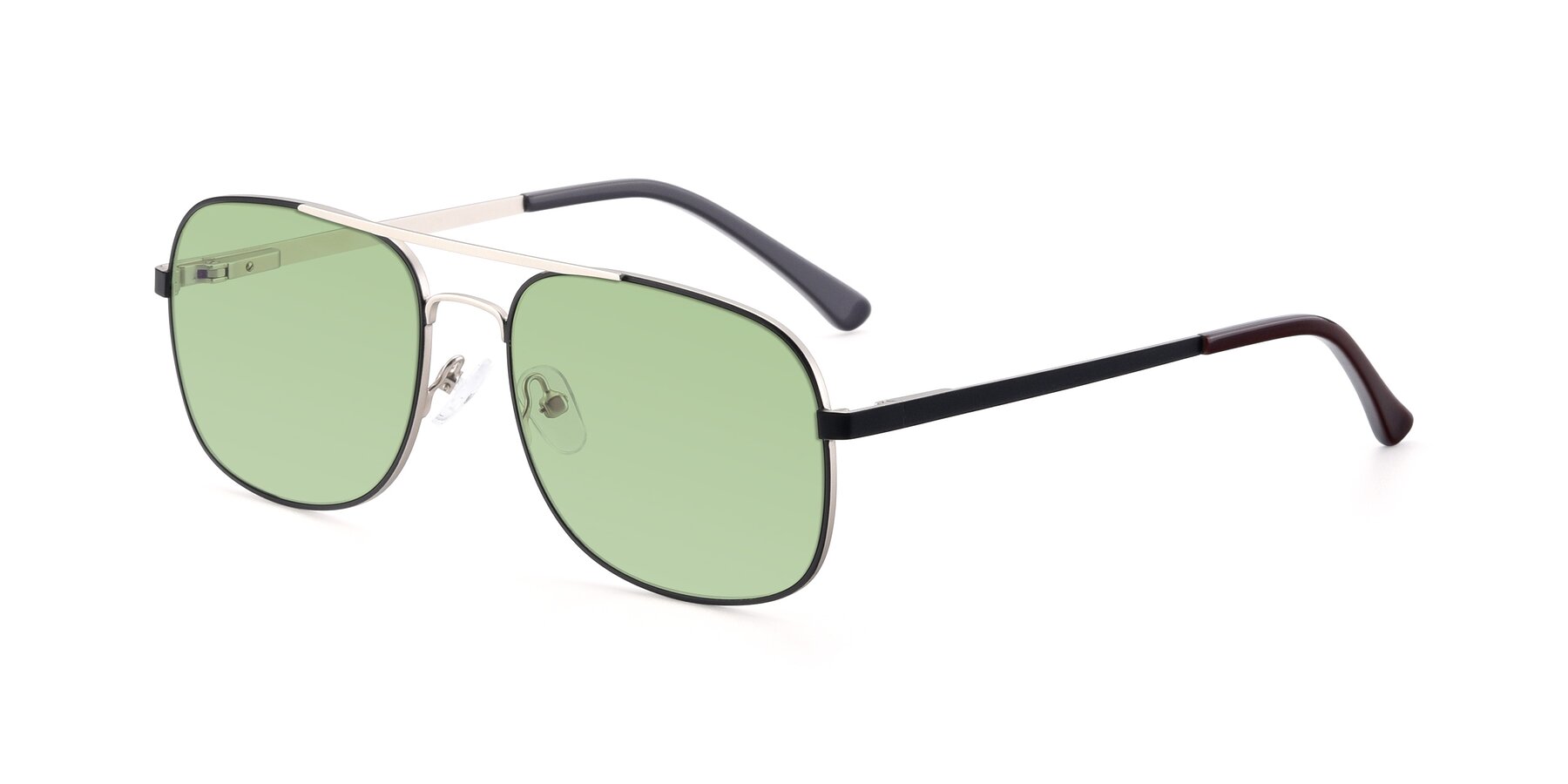 Angle of 9487 in Black-Silver with Medium Green Tinted Lenses