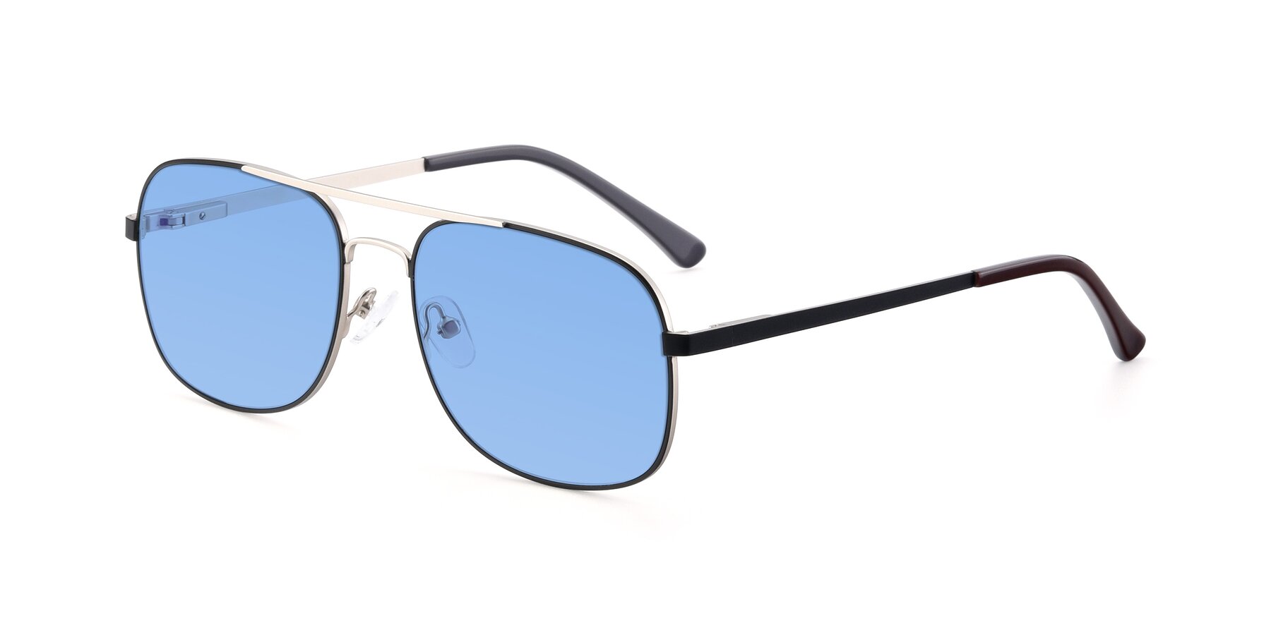 Angle of 9487 in Black-Silver with Medium Blue Tinted Lenses